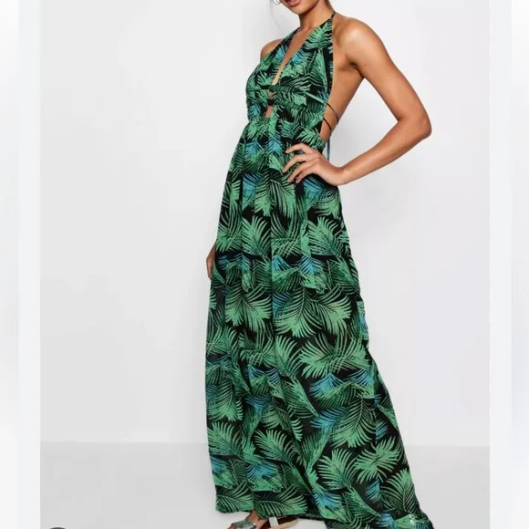 green emerald velvet dress Azura Off The Shoulder Maxi Dress Burnout | Green | Womens main image 1